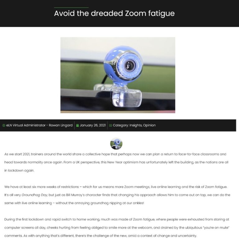 Avoid the Dreaded Zoom Fatigue
