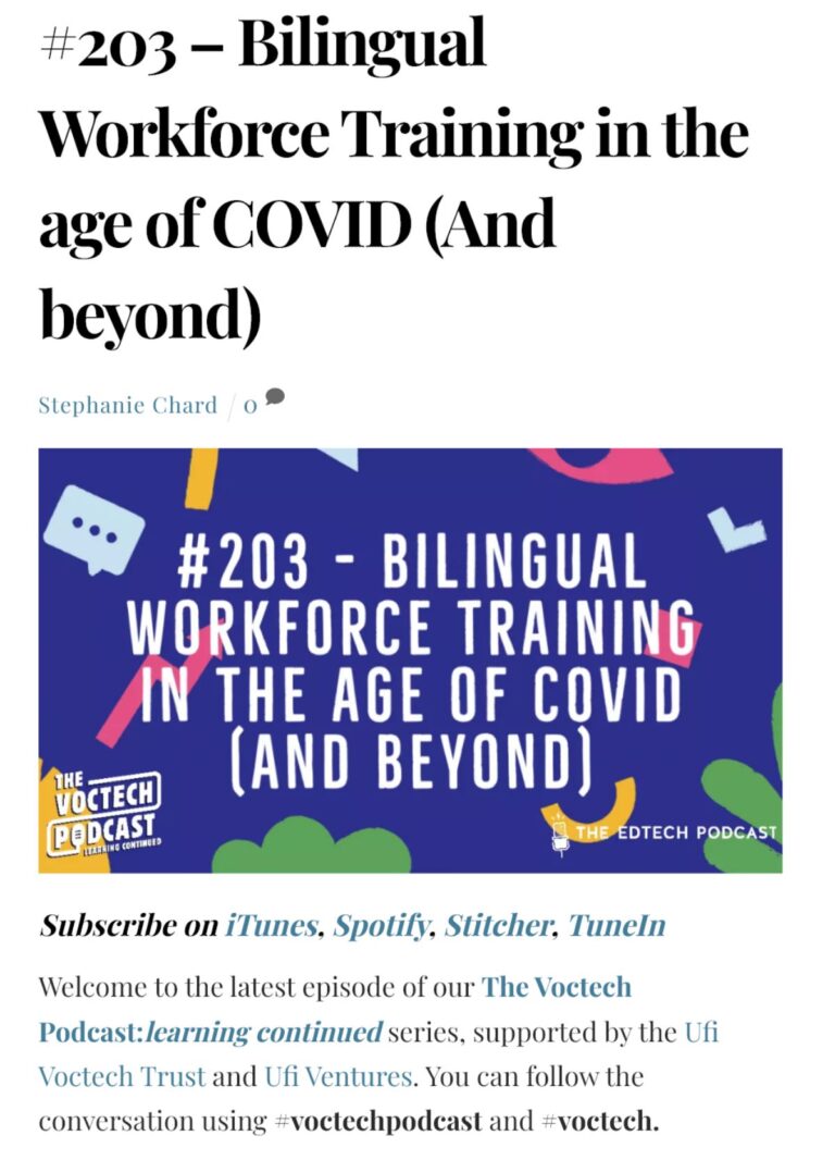 Bilingual Workforce Training in the Age of Covid