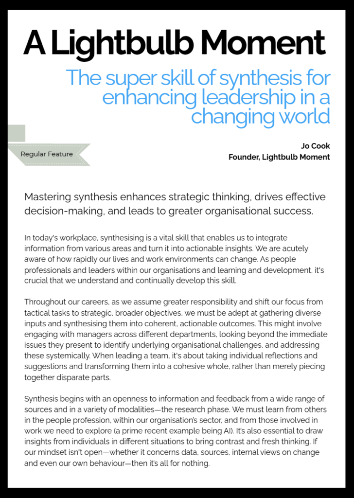 Synthesis article CLO100 Lens by Jo Cook